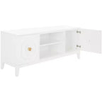 Meuble TV 2 portes 1 niche blanc brillant