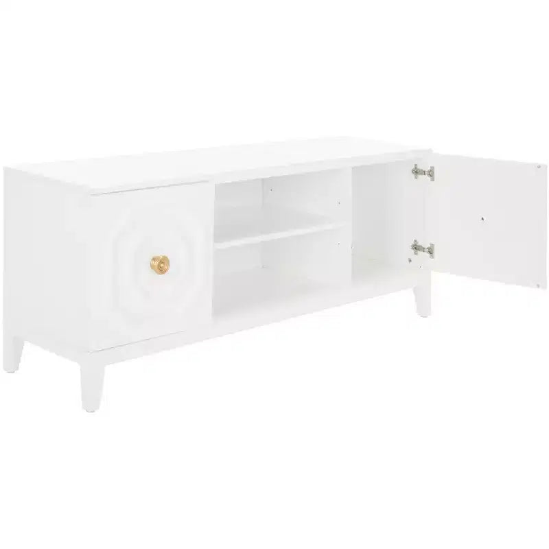 2-Door 1-Shelf Media Stand in White High-Gloss Finish