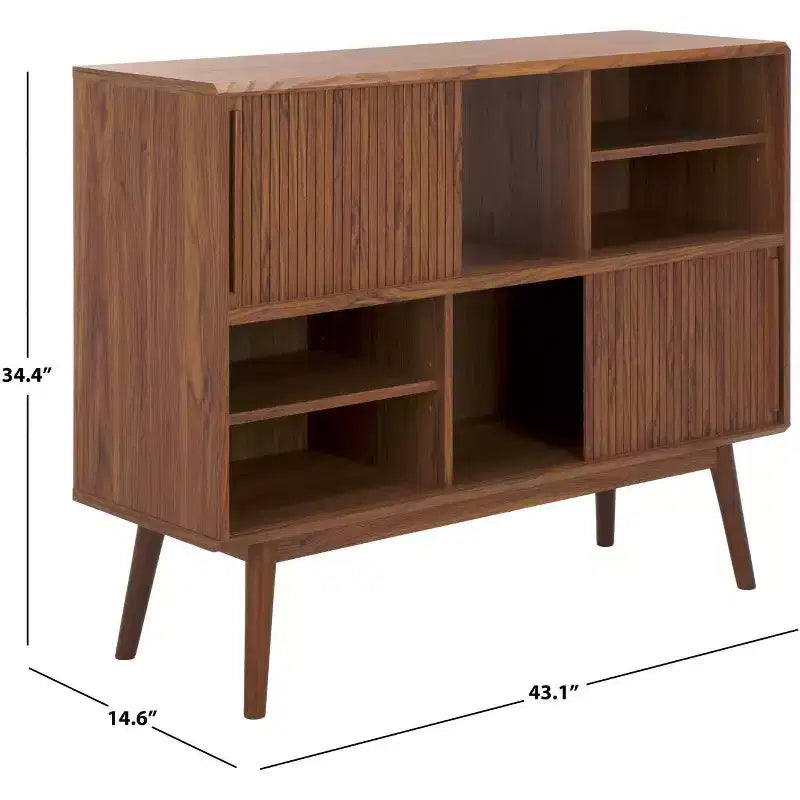 Sliding Door Media Stand - Walnut Finish