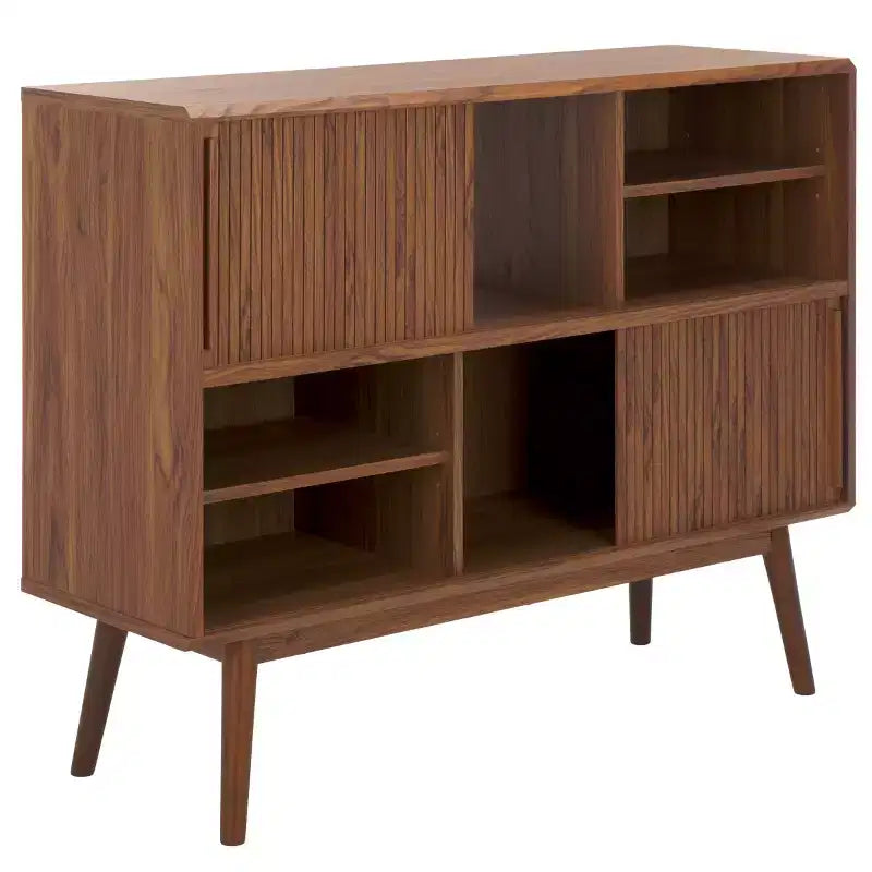 Sliding Door Media Stand - Walnut Finish