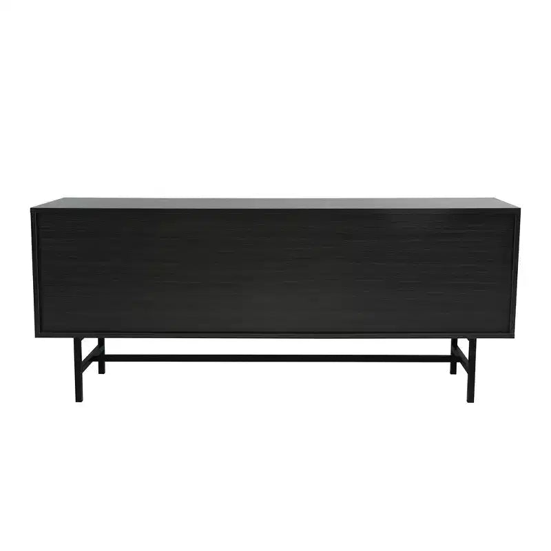 Mid-Century Modern TV Stand with MDF Frame, Enclosed Storage and Black Iron Legs