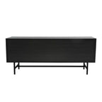 Meuble TV moderne du milieu du siècle avec cadre en MDF, rangement fermé et pieds en fer noir