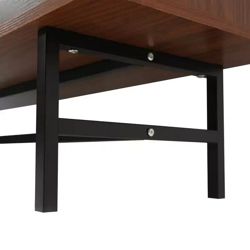 Mid-Century Modern TV Stand with MDF Frame, Enclosed Storage and Black Iron Legs