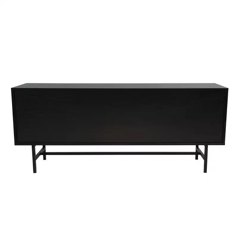 Mid-Century Modern TV Stand with MDF Frame, Enclosed Storage and Black Iron Legs