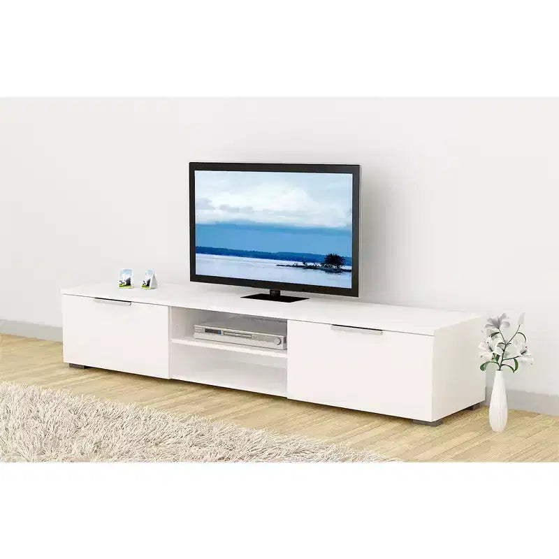 2 Drawer 2 Shelf TV Stand, White High Gloss