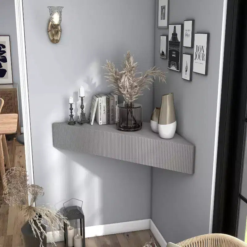 Mid-Century Modern 3-Shelf Corner Floating TV Stand for TVs up to 50"
