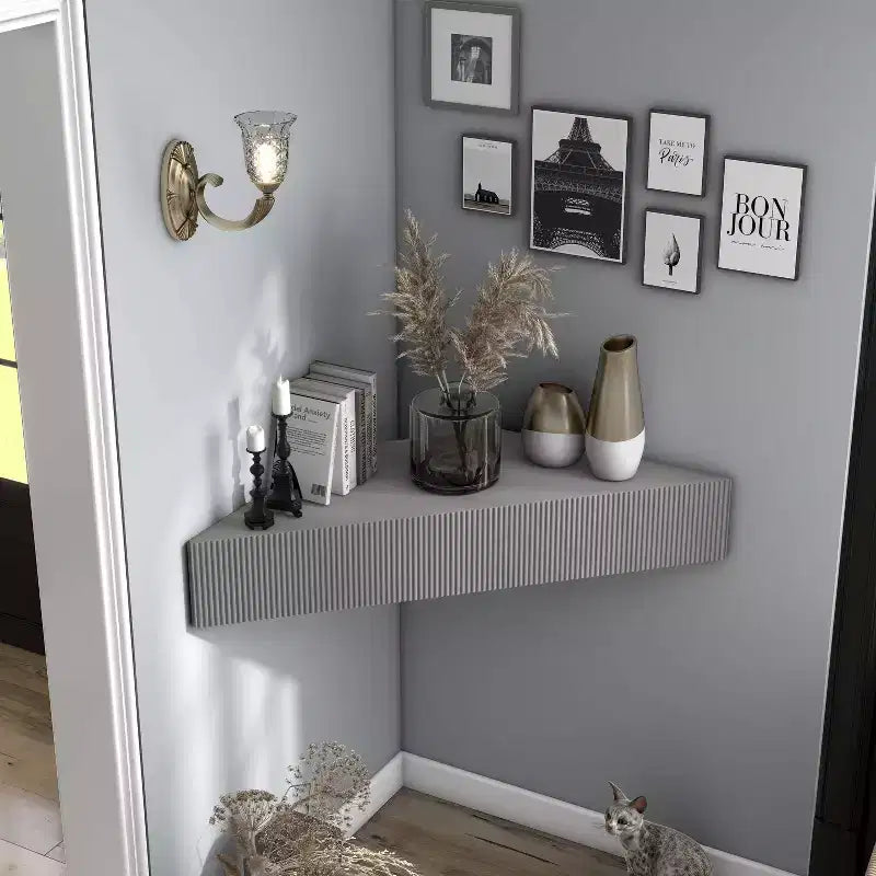 Mid-Century Modern 3-Shelf Corner Floating TV Stand for TVs up to 50"