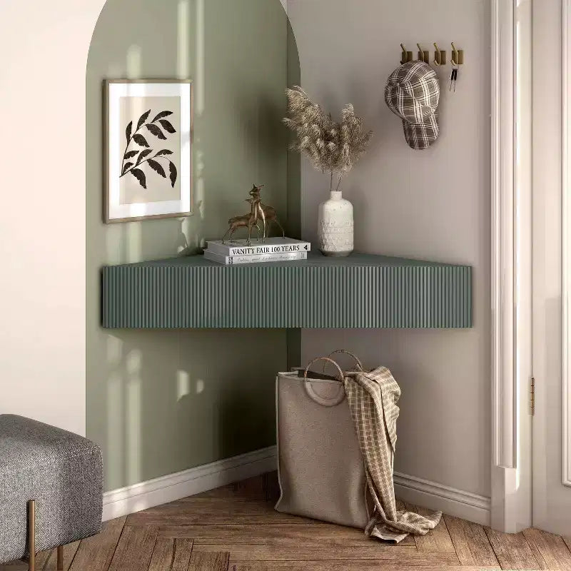 Mid-Century Modern 3-Shelf Corner Floating TV Stand for TVs up to 50"