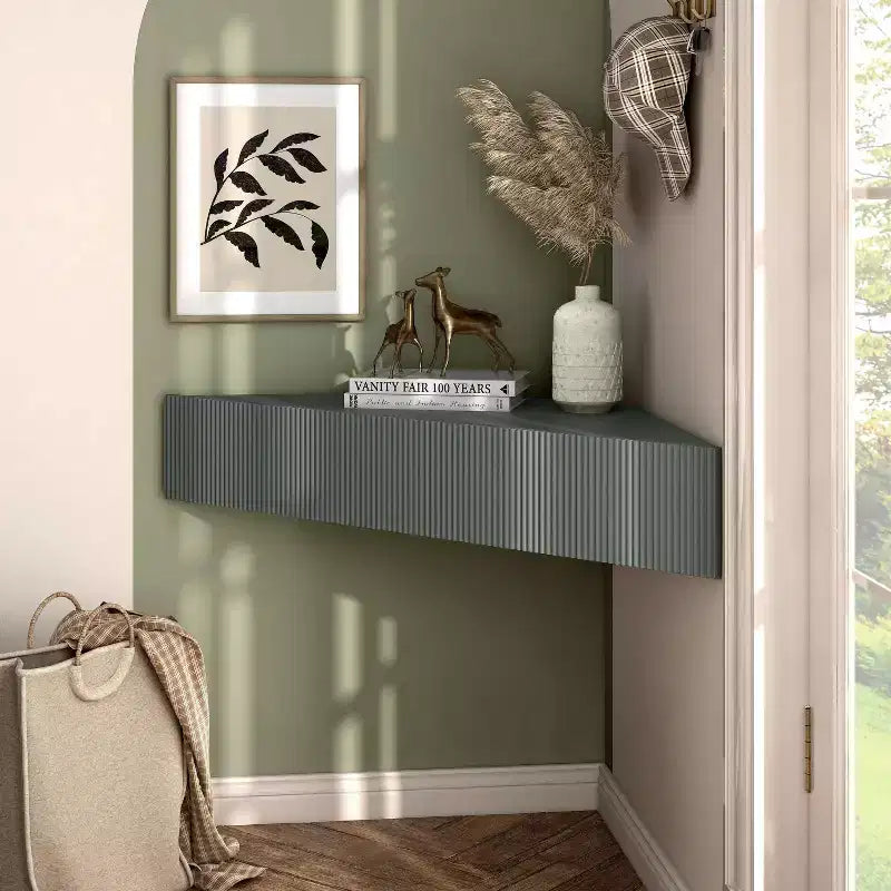 Mid-Century Modern 3-Shelf Corner Floating TV Stand for TVs up to 50"