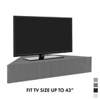 Meuble TV d'angle flottant 3 étagères Mid-Century Modern pour téléviseurs jusqu'à 50 pouces