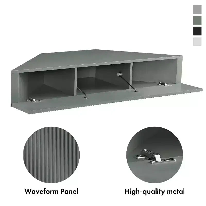 Mid-Century Modern 3-Shelf Corner Floating TV Stand for TVs up to 50"