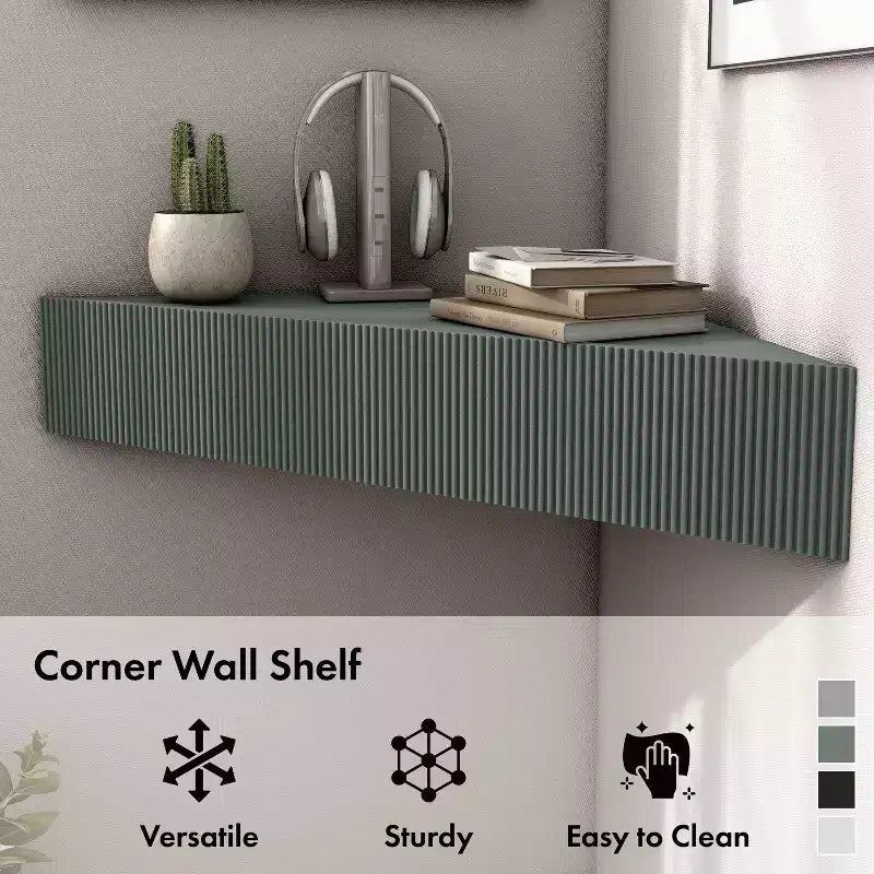 Mid-Century Modern 3-Shelf Corner Floating TV Stand for TVs up to 50"