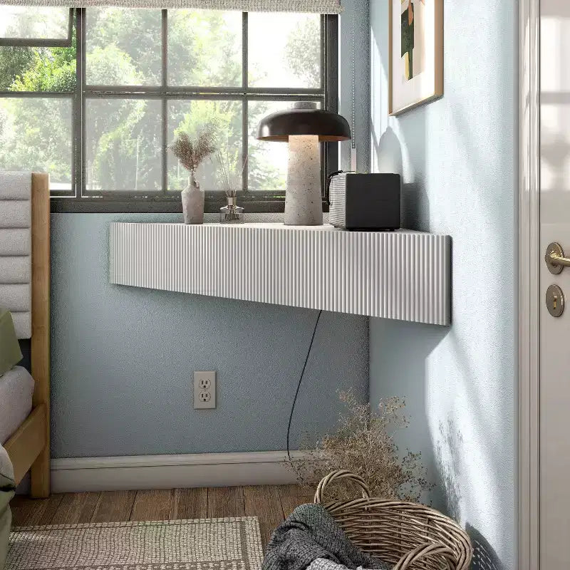 Mid-Century Modern 3-Shelf Corner Floating TV Stand for TVs up to 50"