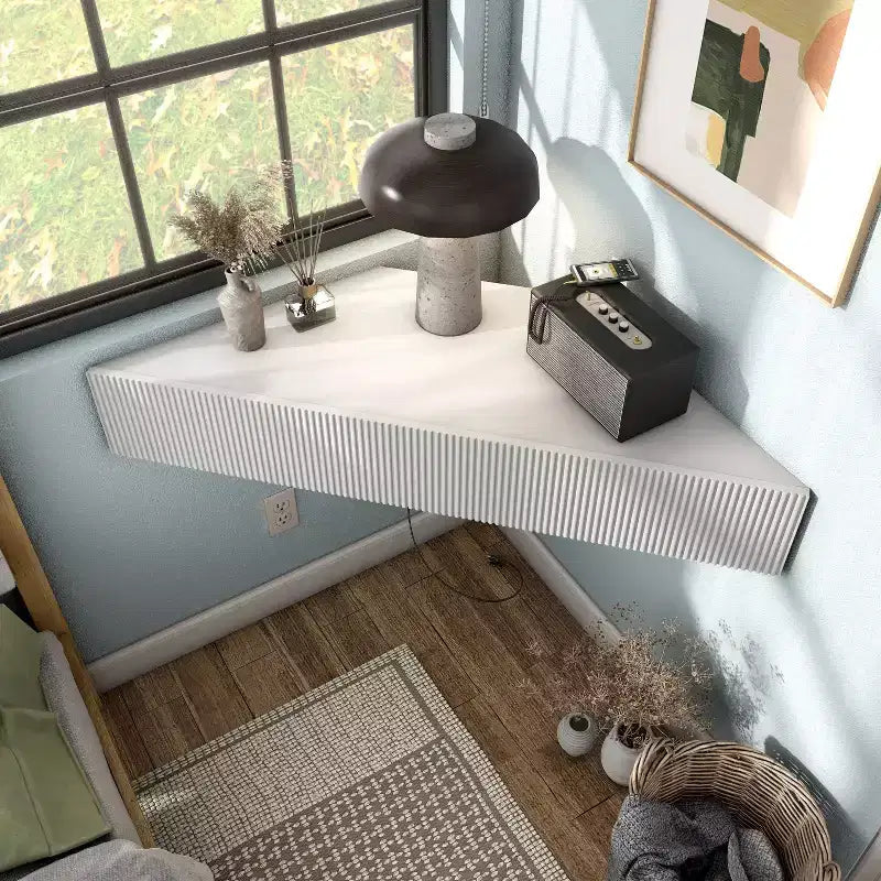 Mid-Century Modern 3-Shelf Corner Floating TV Stand for TVs up to 50"