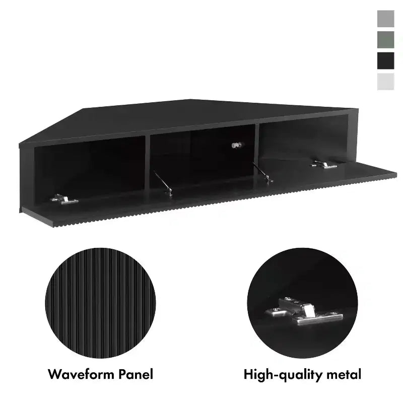 Mid-Century Modern 3-Shelf Corner Floating TV Stand for TVs up to 50"
