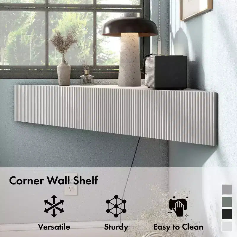 Mid-Century Modern 3-Shelf Corner Floating TV Stand for TVs up to 50"